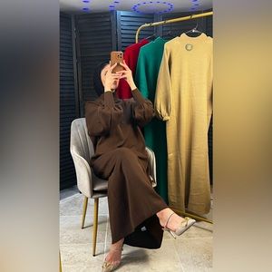 COPY - COPY - Puffed Sleeve Knitwear Dress